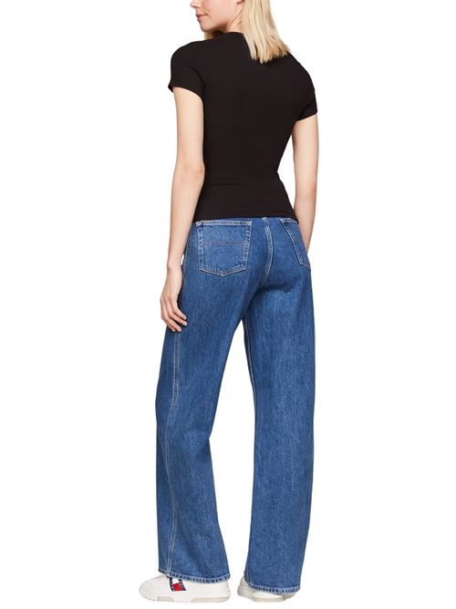 T-shirt donna nera in cotone Tommy Jeans | DW0DW17881BDS